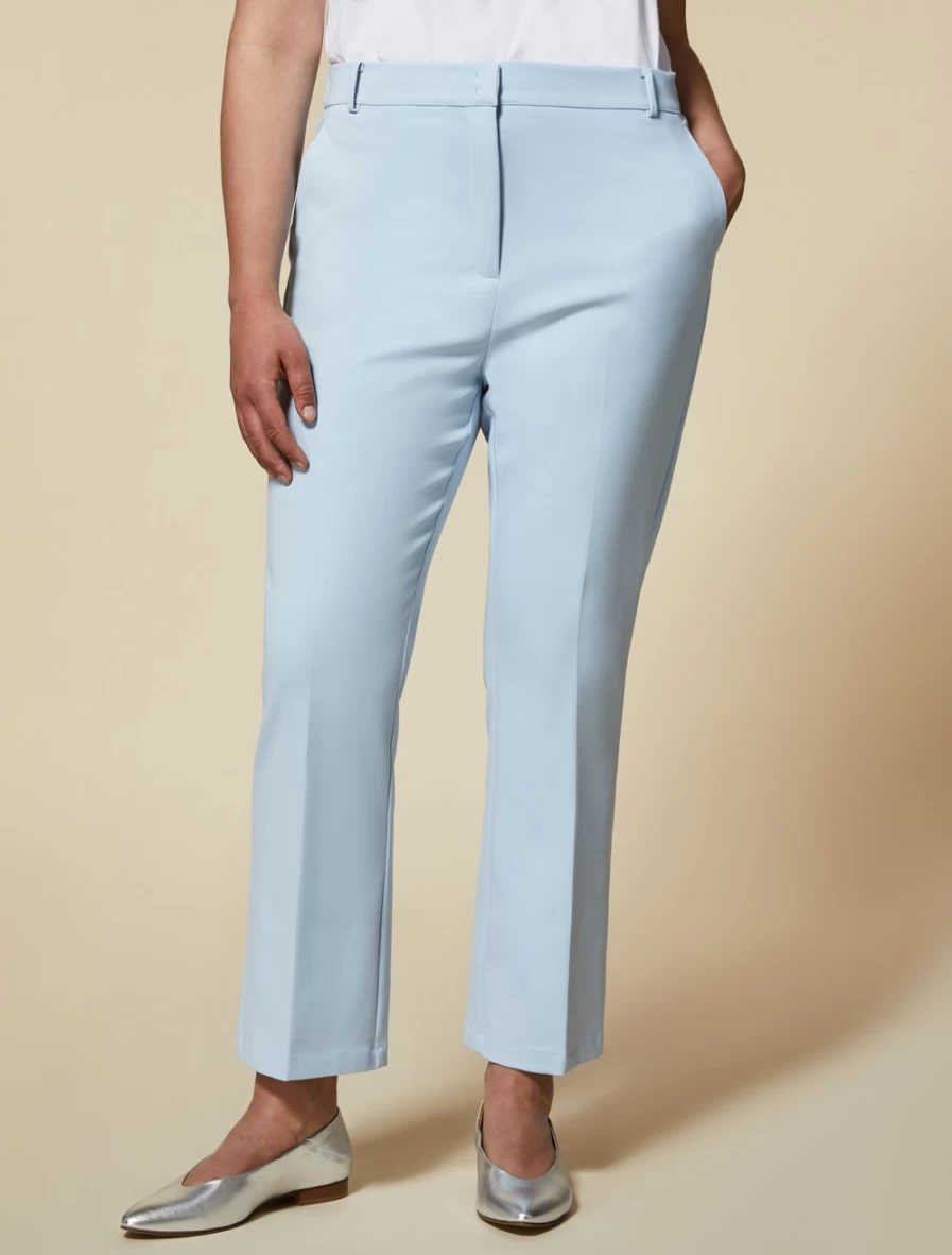 Marina Rinaldi Women's Ski Blue Technical Cotton-Blend Trousers for Comfort & Style