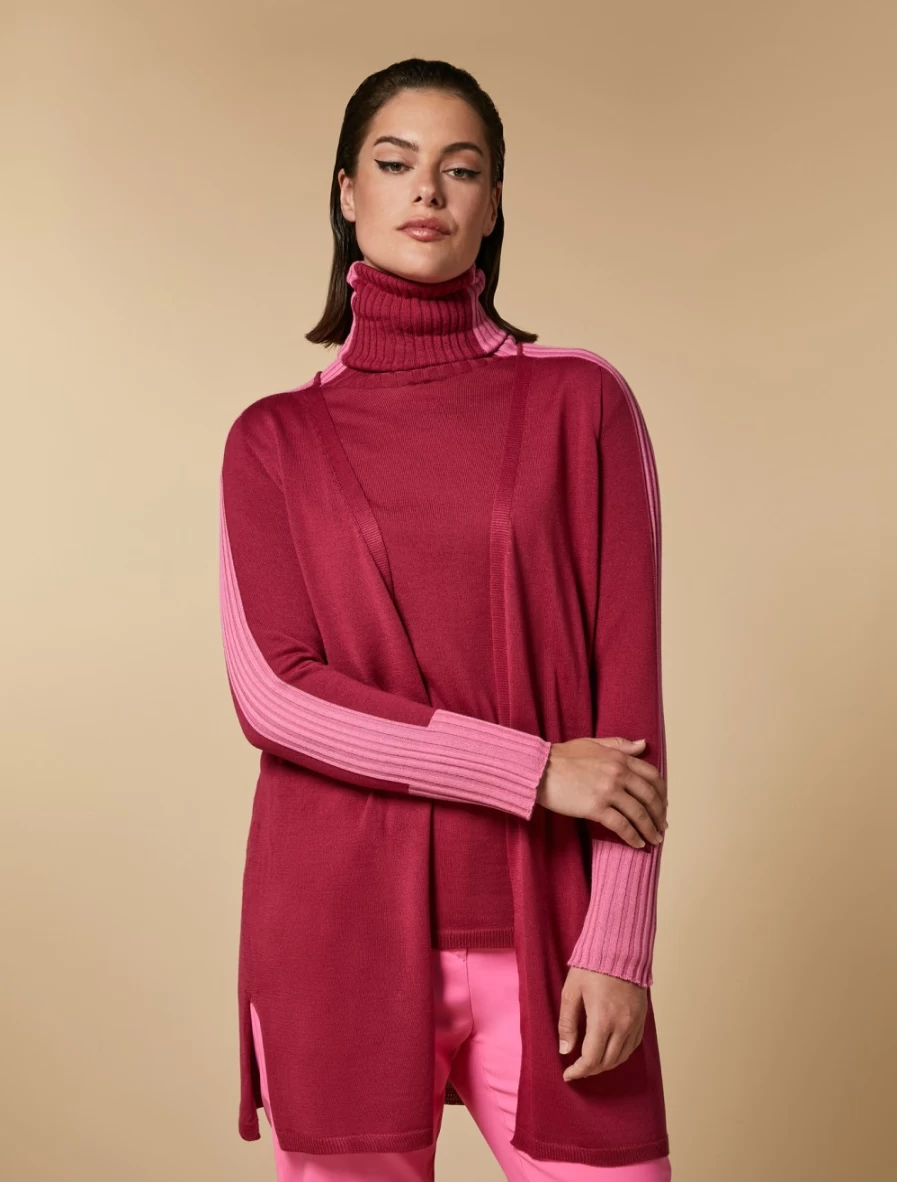 "Marina Rinaldi Women's Fuchsia Wool-Blend Cardigan | Soft Knit Sweater"