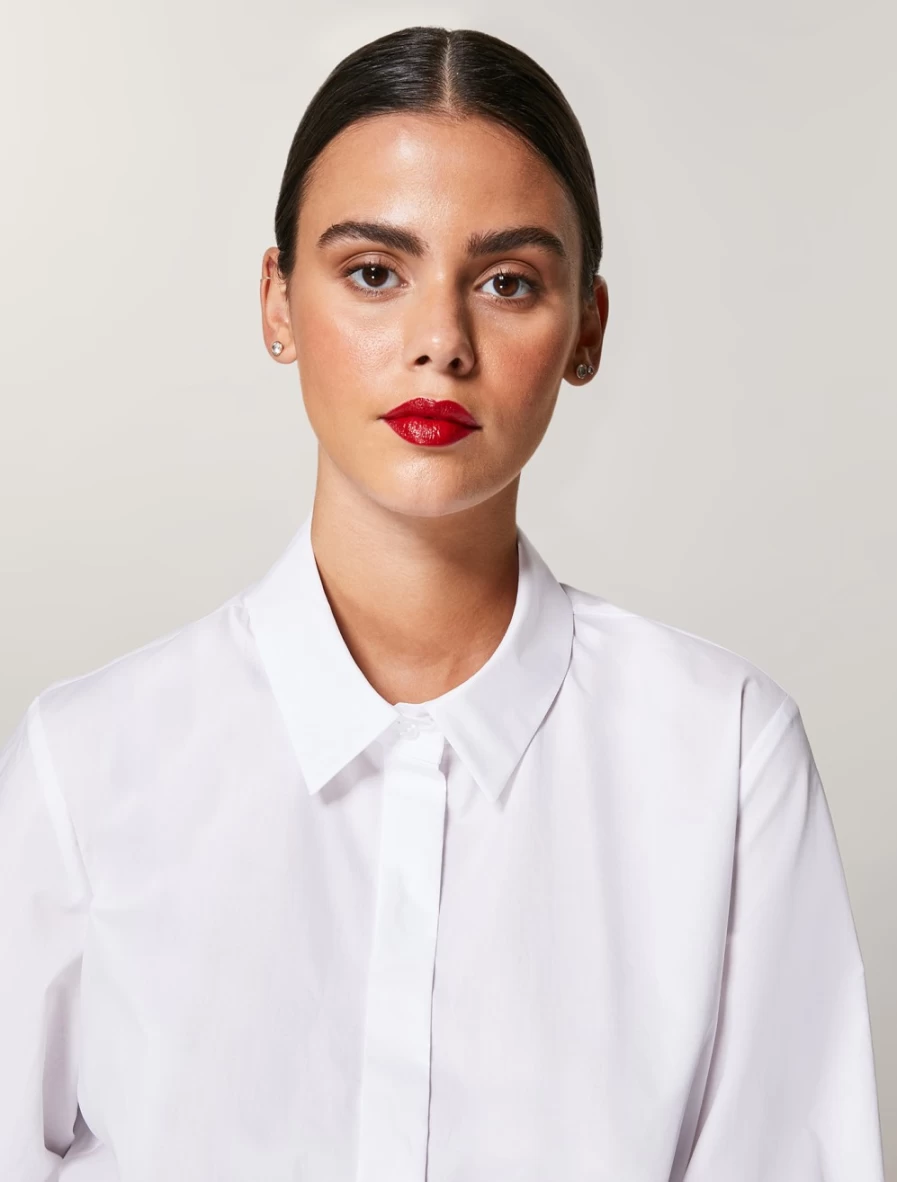 "Marina Rinaldi Women's White Cotton Poplin Shirt"