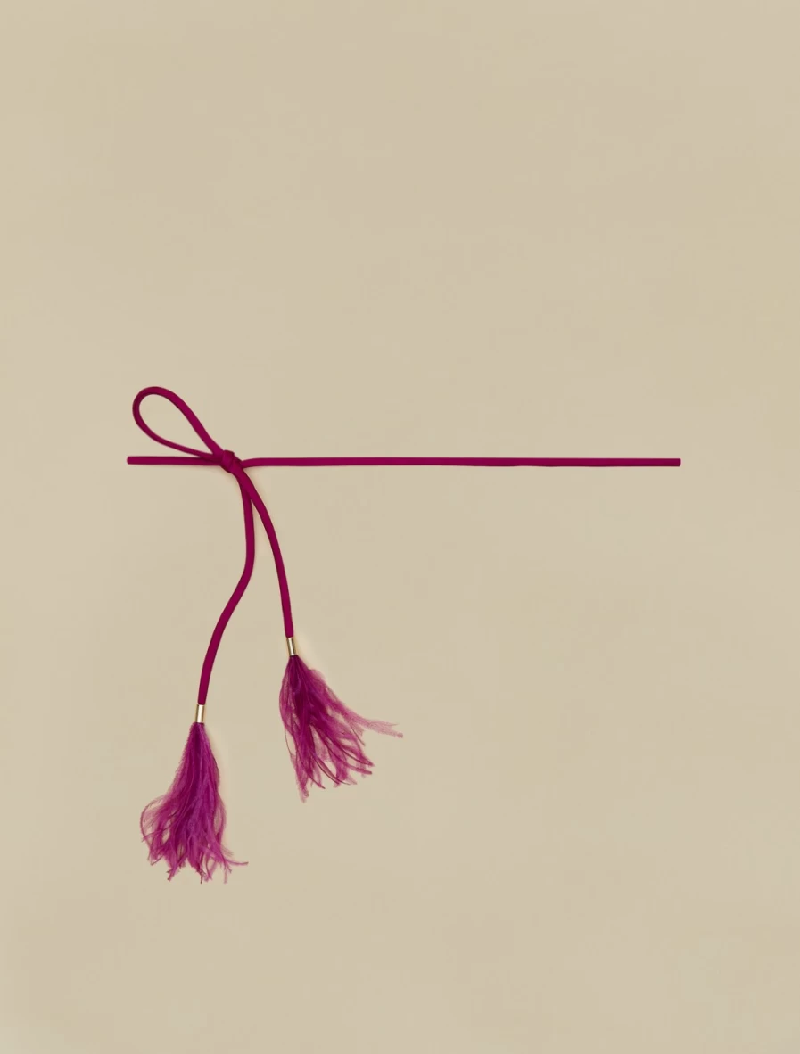 "Marina Rinaldi Women's Fuchsia Feather-Embellished Belt"