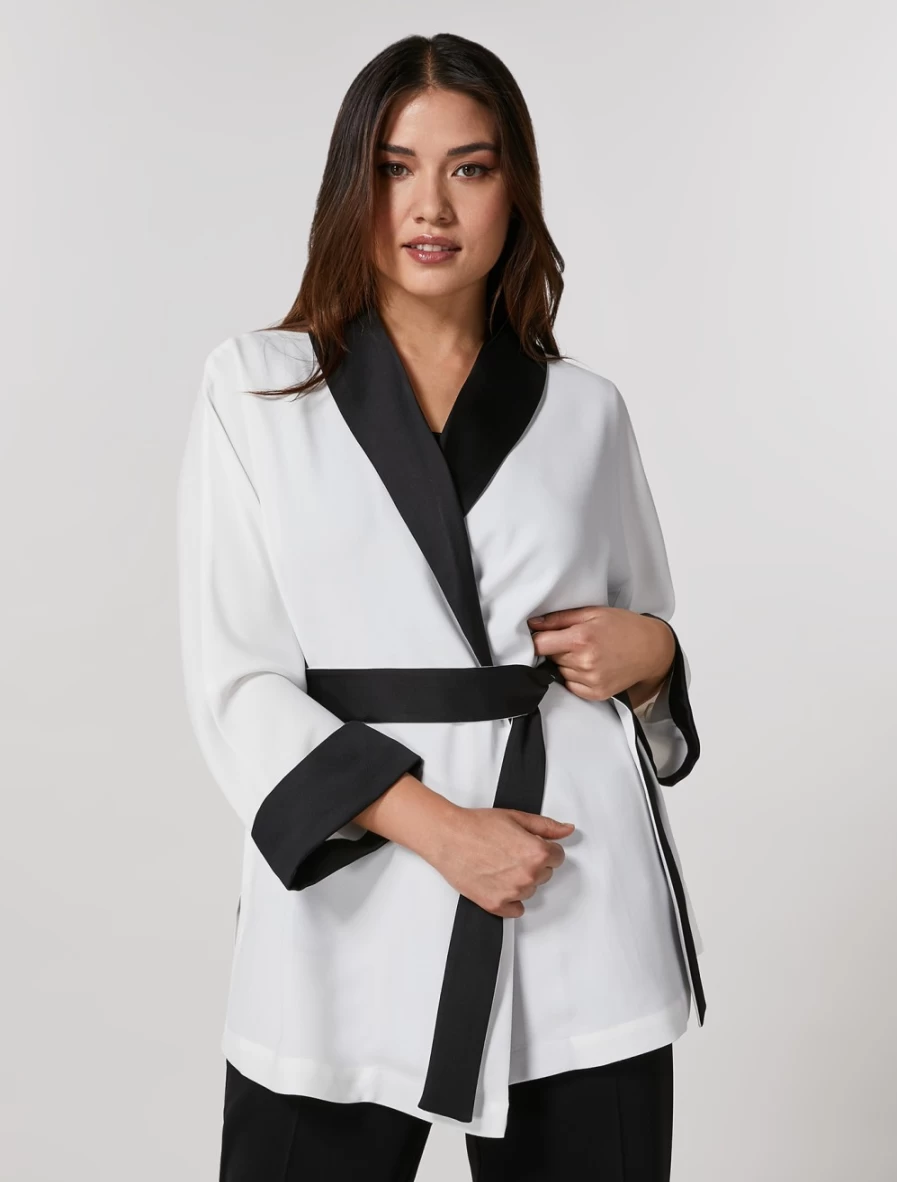 Marina Rinaldi Women's White Satin Kimono - Envers Style Elegant Robe