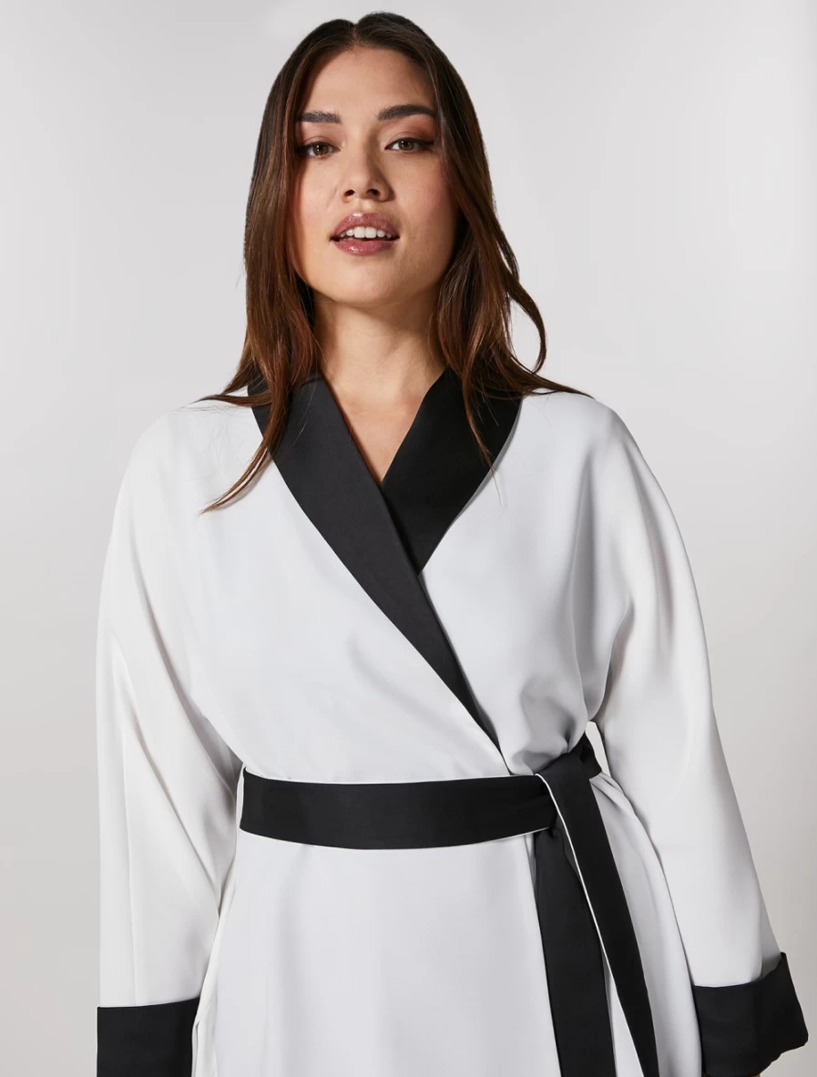 Marina Rinaldi Women's White Satin Kimono - Envers Style Elegant Robe