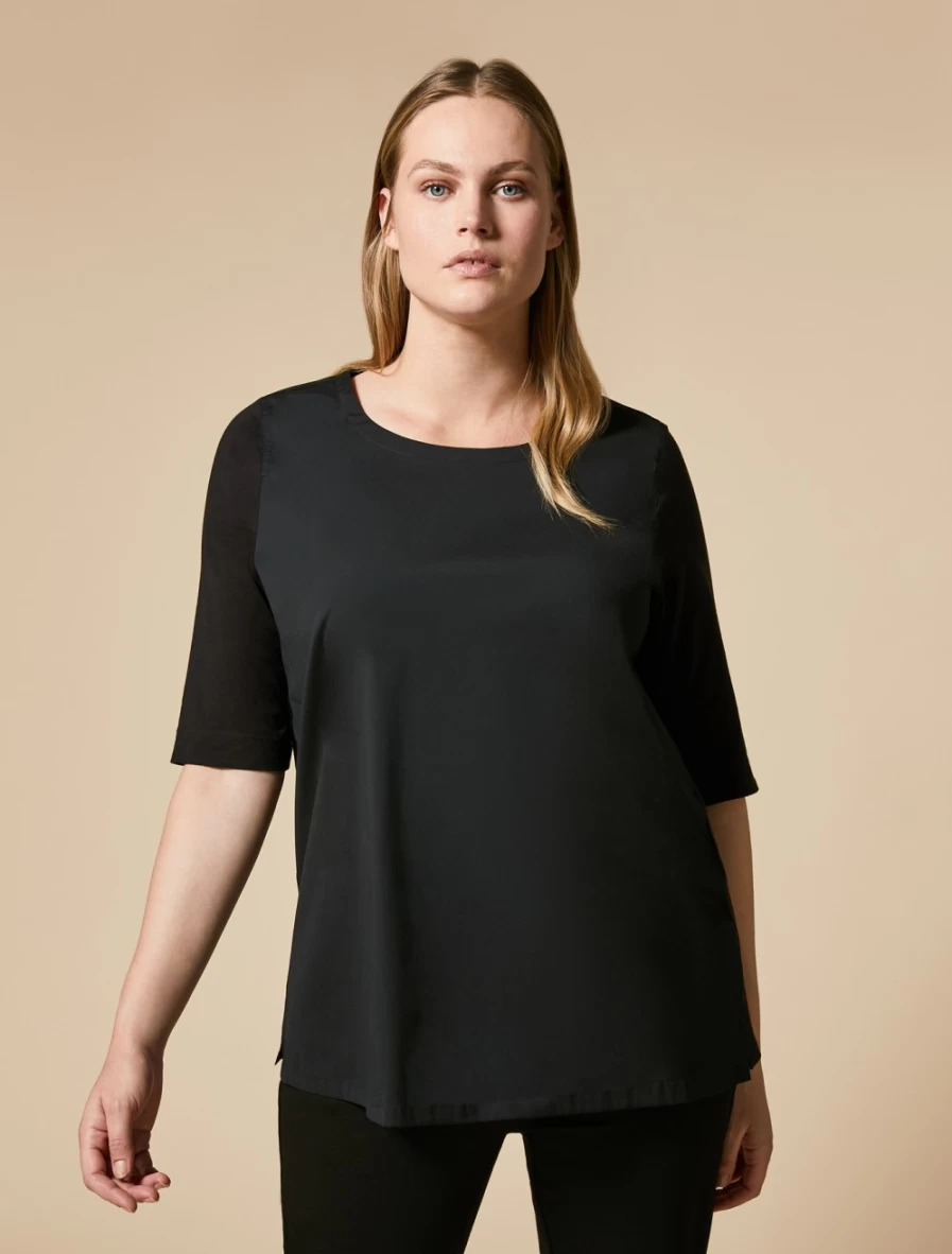 Marina Rinaldi Women's Black Jersey and Poplin T-Shirt