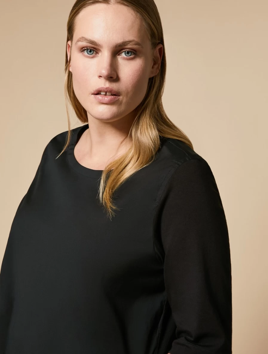 Marina Rinaldi Women's Black Jersey and Poplin T-Shirt