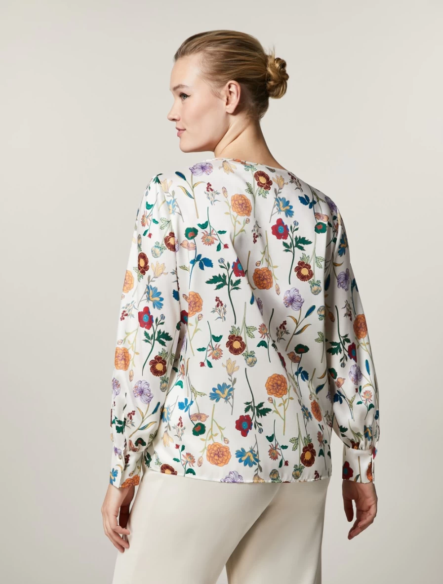 Marina Rinaldi Women's Sand Printed Twill Blouse