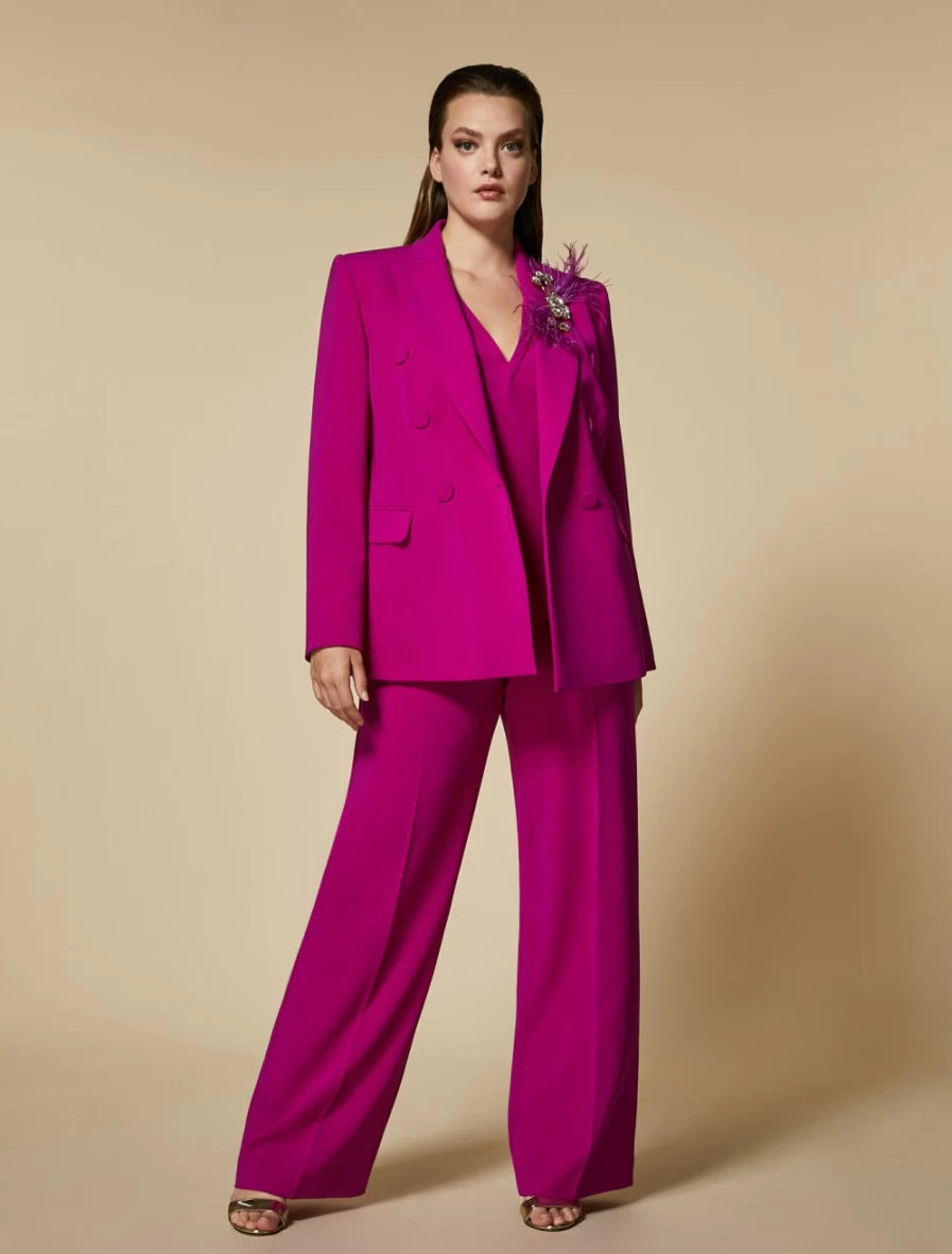 "Marina Rinaldi Women's Fuchsia Triacetate Blazer – Comfortable & Stylish"