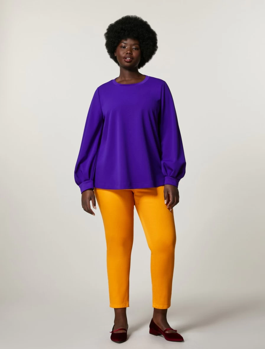 Marina Rinaldi Women's Orange Garment-Dyed Twill Trousers