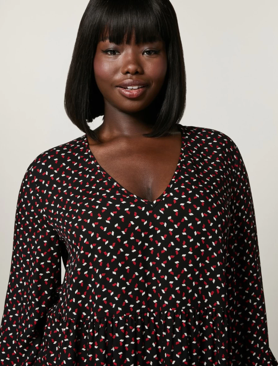 Marina Rinaldi Women's Black Printed Viscose Tunic Top