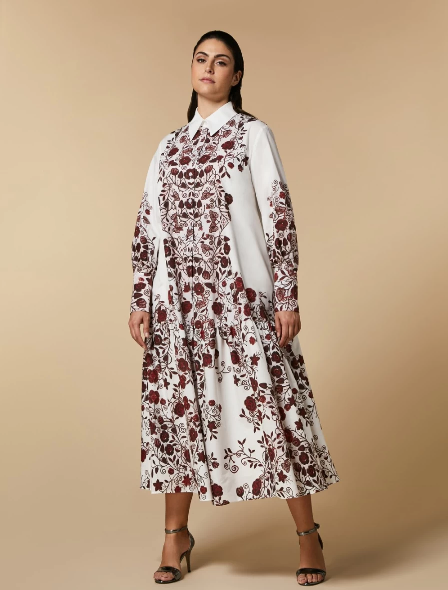 Marina Rinaldi Women's Red Printed Poplin Dress