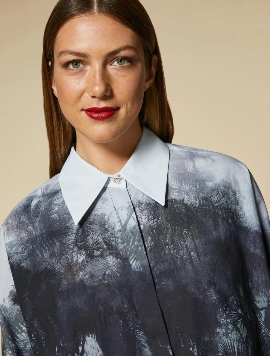 Marina Rinaldi Women's Dark Navy Printed Poplin Tunic Top