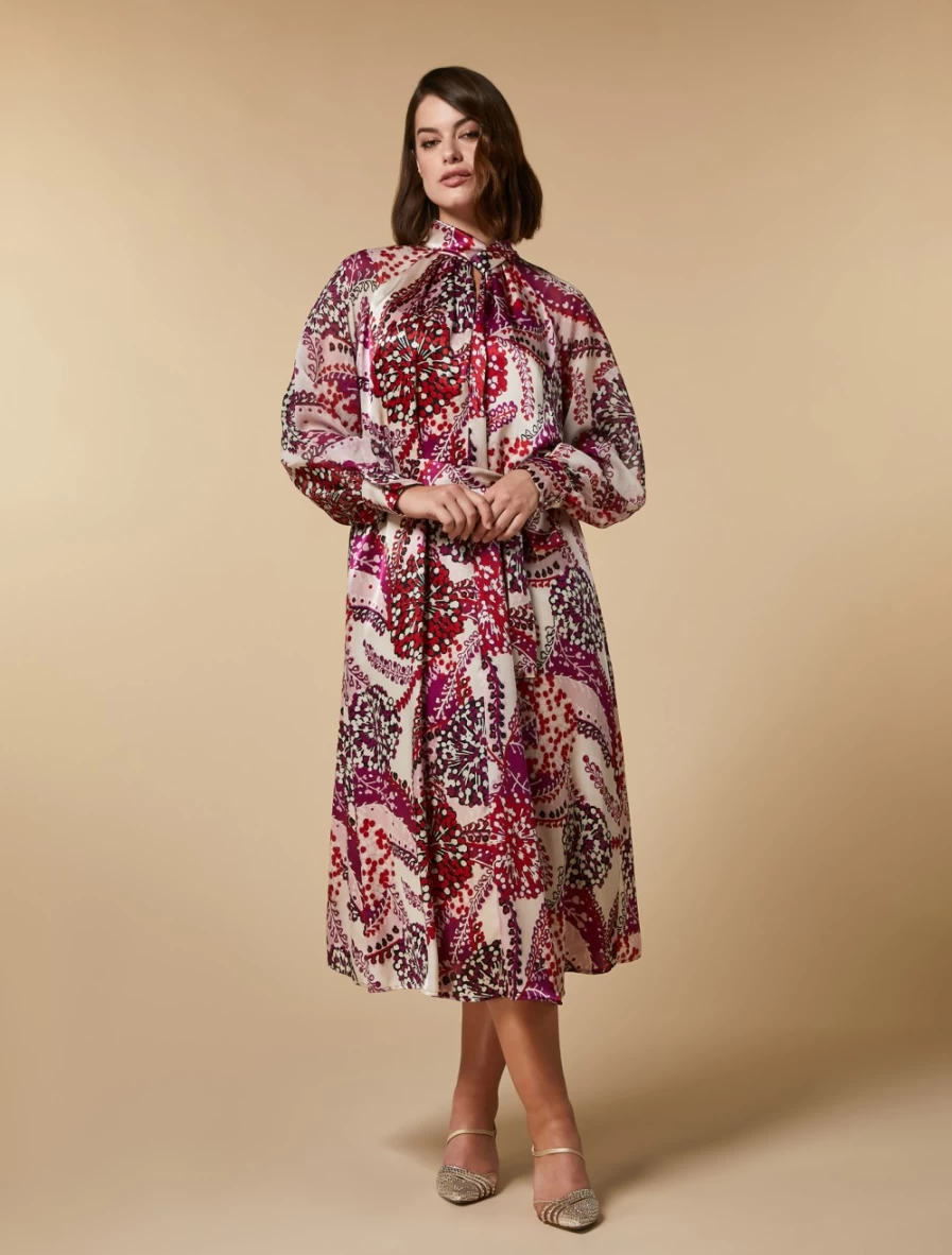 Marina Rinaldi Women's Beige Satin & Silk Georgette Elegant Dress