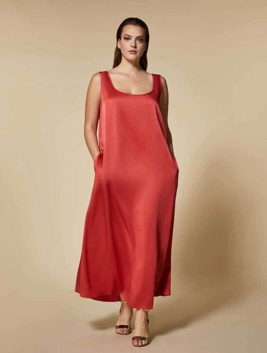 Marina Rinaldi Women's Red Shiny Frisottino Dress