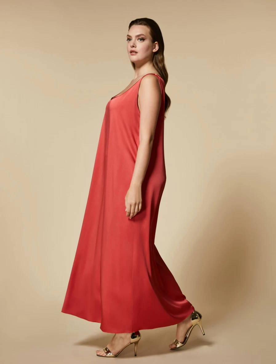 Marina Rinaldi Women's Red Shiny Frisottino Dress