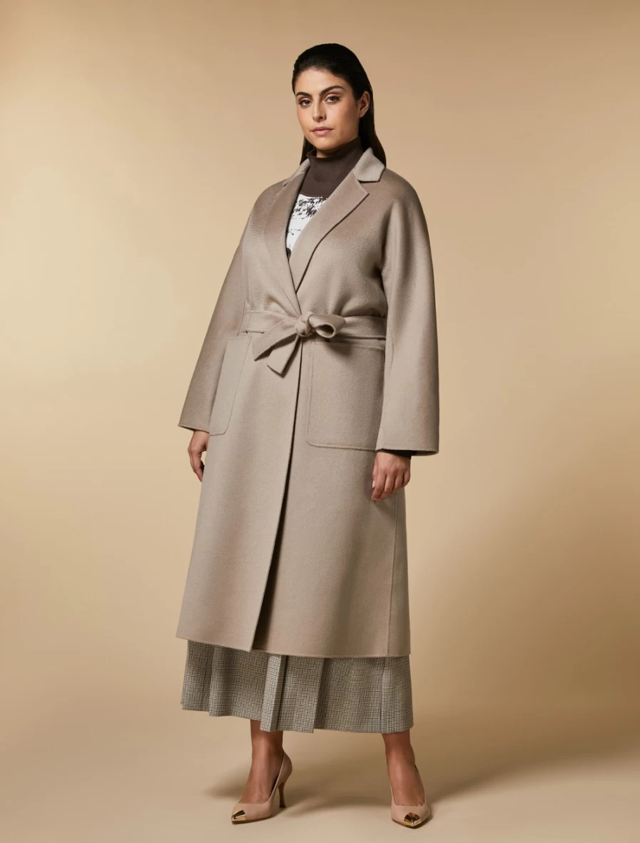 Marina Rinaldi Women's Dark Beige Double-Faced Pure Wool Coat