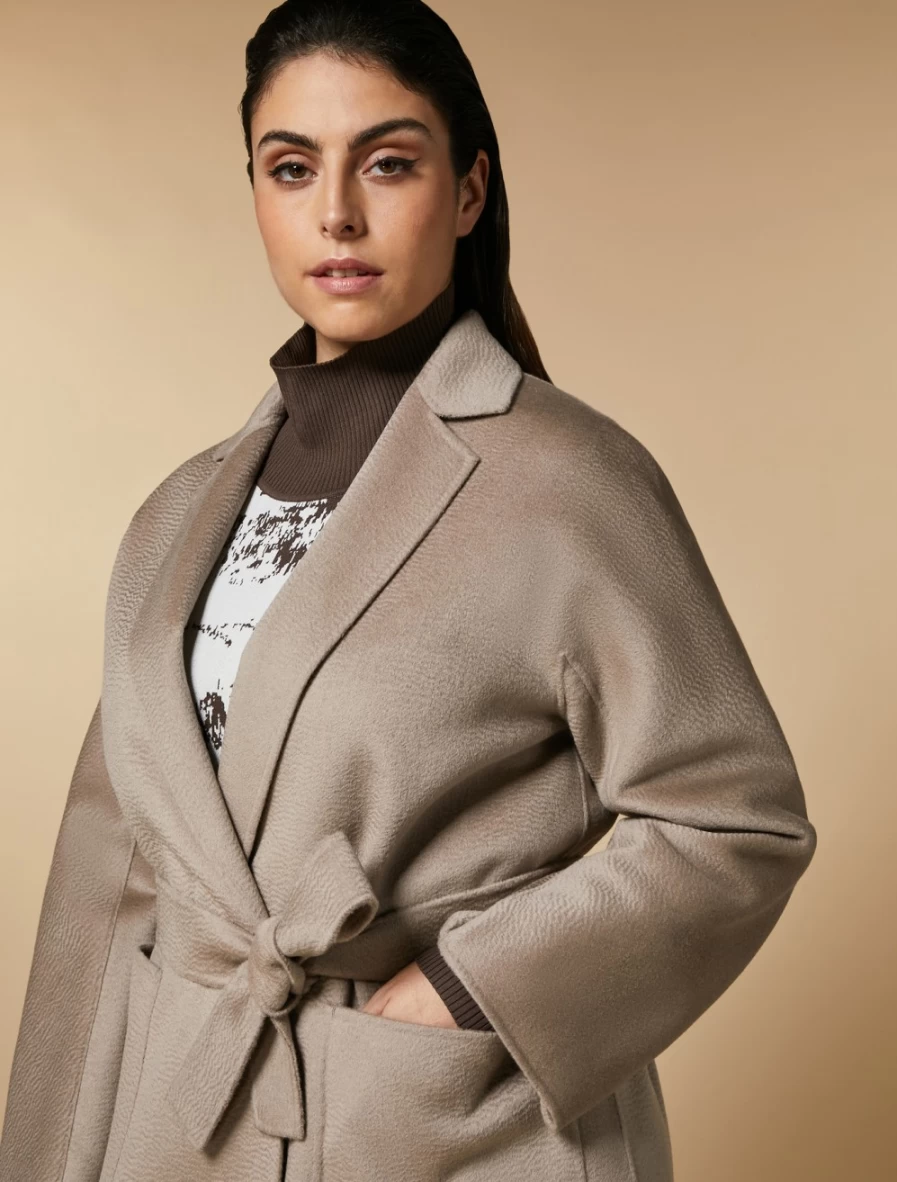 Marina Rinaldi Women's Dark Beige Double-Faced Pure Wool Coat
