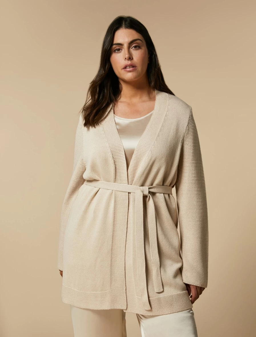 "Marina Rinaldi Women's White Cotton Cardigan Sweater"