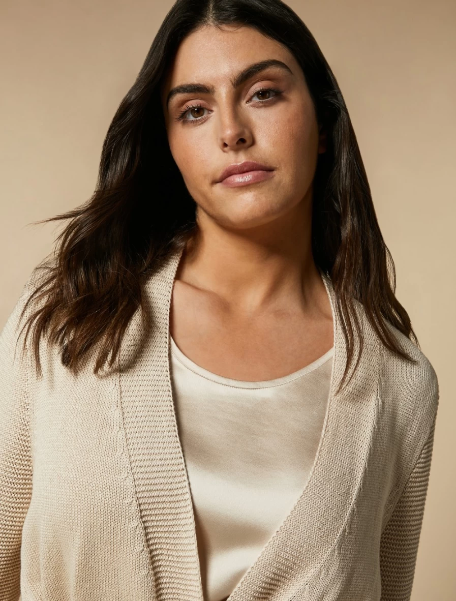 "Marina Rinaldi Women's White Cotton Cardigan Sweater"