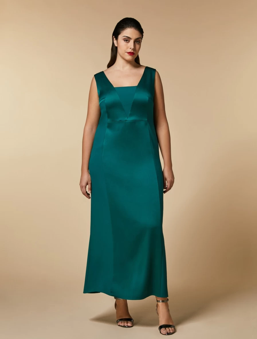 Marina Rinaldi Women's Green Shiny Fabric Elegant Dress