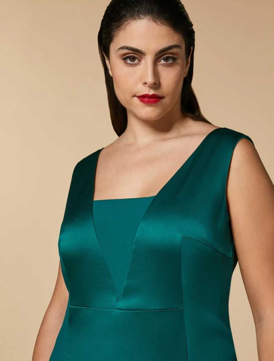 Marina Rinaldi Women's Green Shiny Fabric Elegant Dress