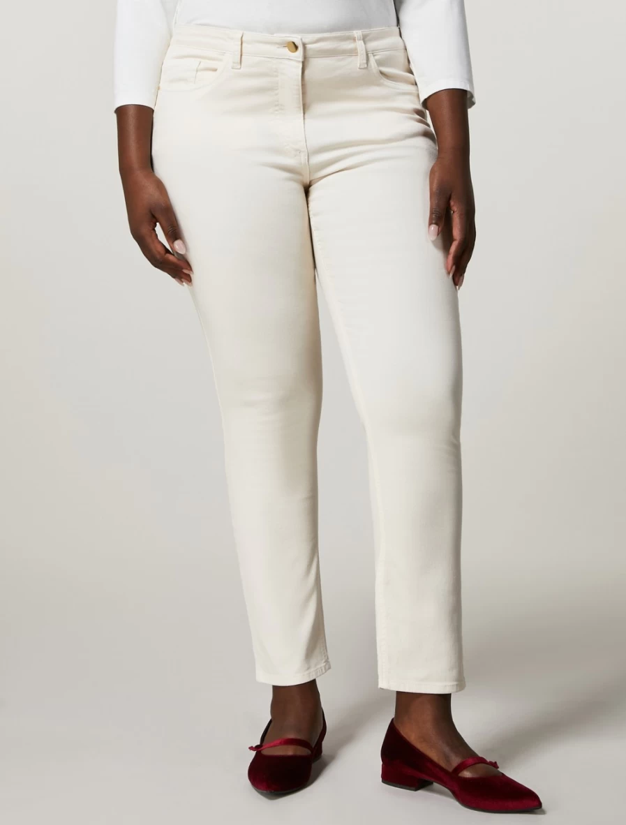 Marina Rinaldi Women's Sand Garment-Dyed Fabric Trousers