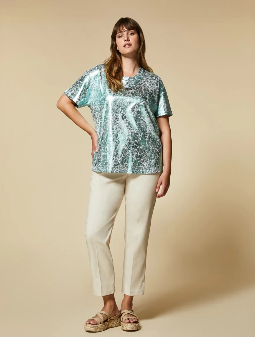Marina Rinaldi Women's Beige Cotton Cady Trousers