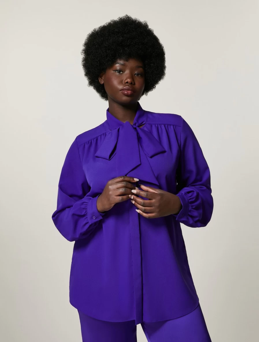 "Marina Rinaldi Women's Purple Crepe De Chine Tunic Top"