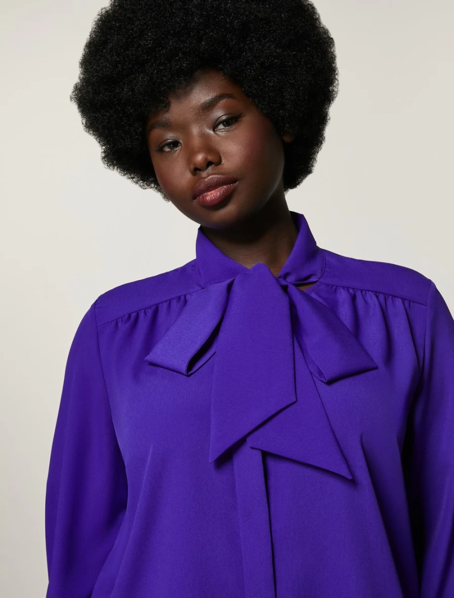 "Marina Rinaldi Women's Purple Crepe De Chine Tunic Top"