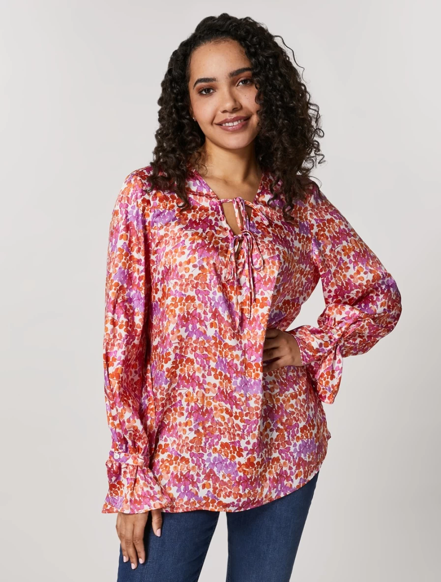 "Marina Rinaldi Women's White Printed Twill Blouse | Elegant Feminine Top"