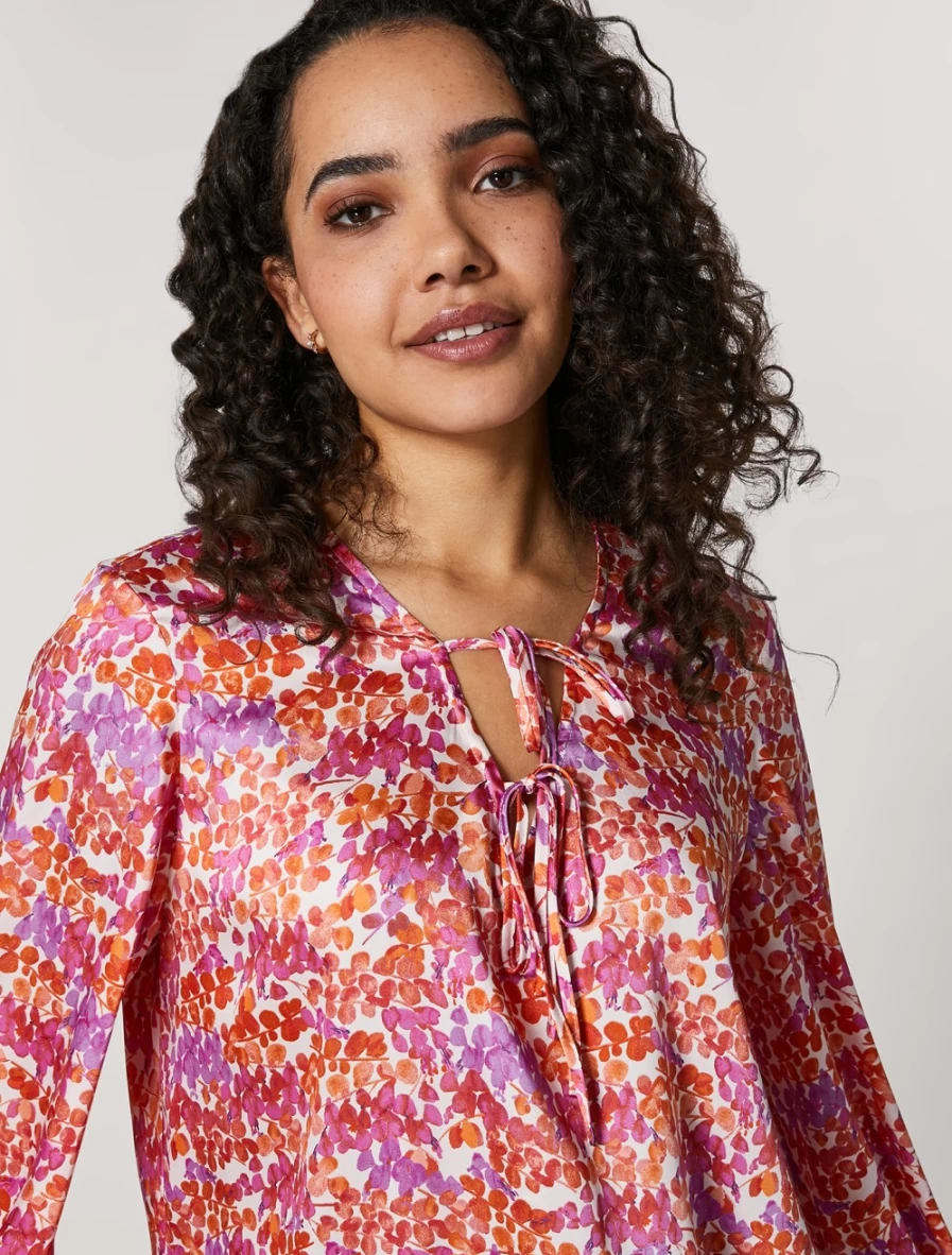 "Marina Rinaldi Women's White Printed Twill Blouse | Elegant Feminine Top"