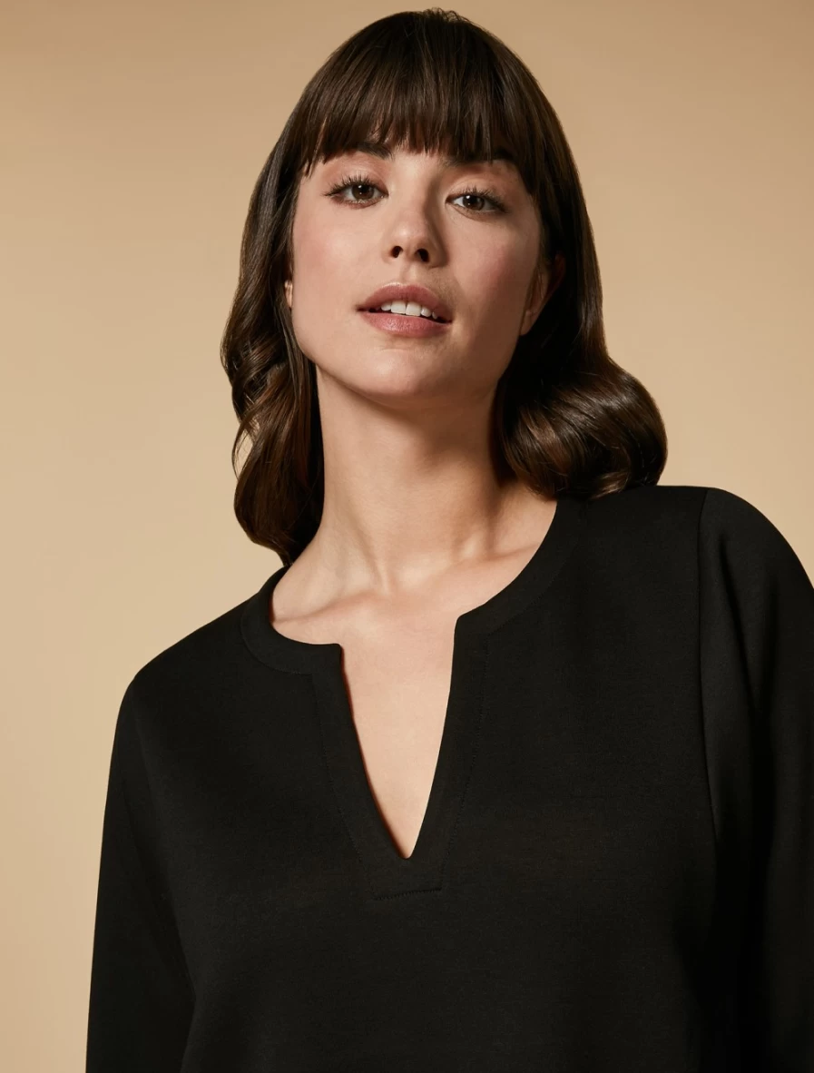 Marina Rinaldi Women's Black Long Embroidered Jersey Dress