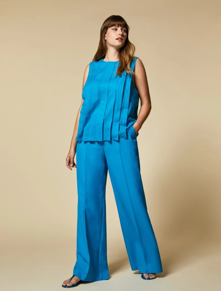 Marina Rinaldi Women's Turquoise Viscose Trousers | Lightweight & Comfortable