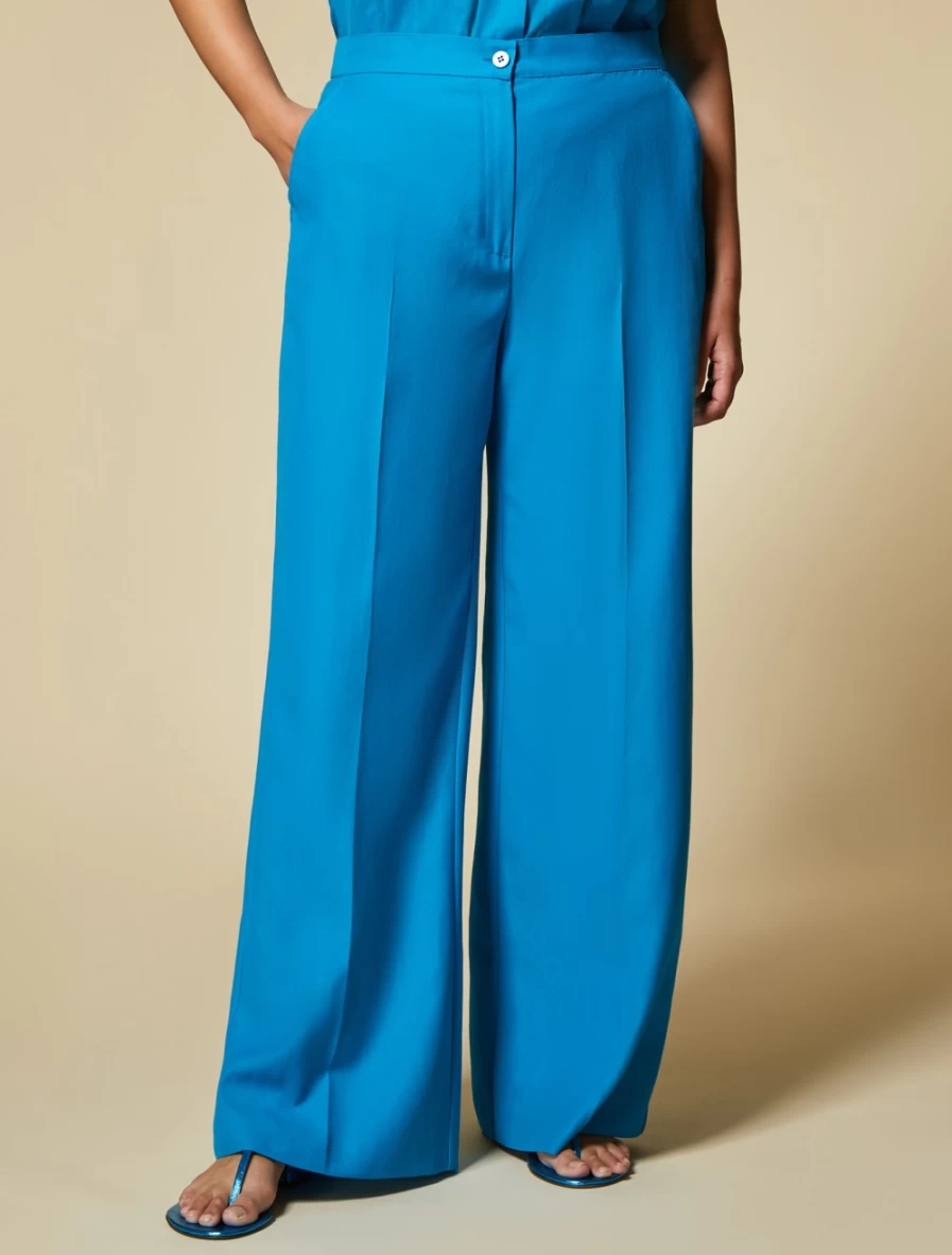 Marina Rinaldi Women's Turquoise Viscose Trousers | Lightweight & Comfortable
