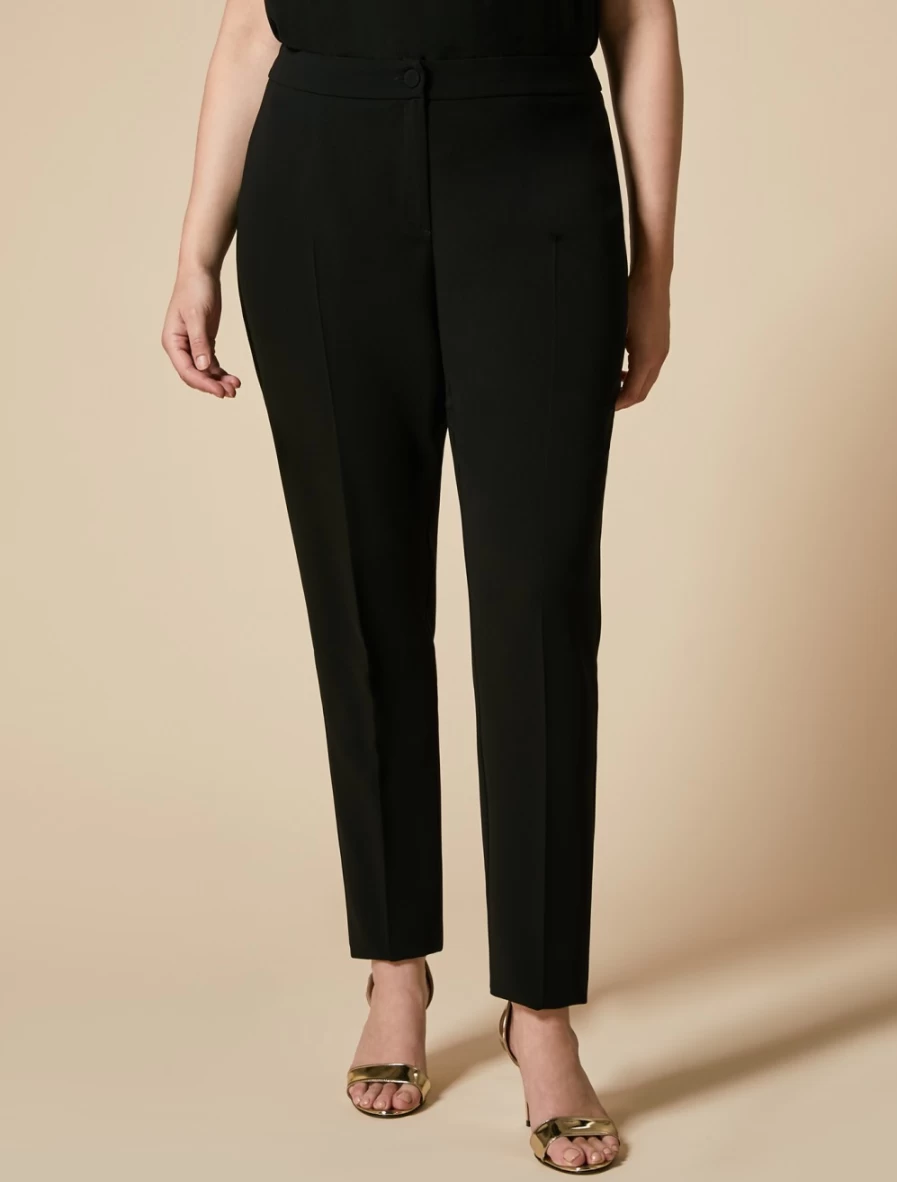 Marina Rinaldi Women's Black Triacetate Slim-Fit Trousers