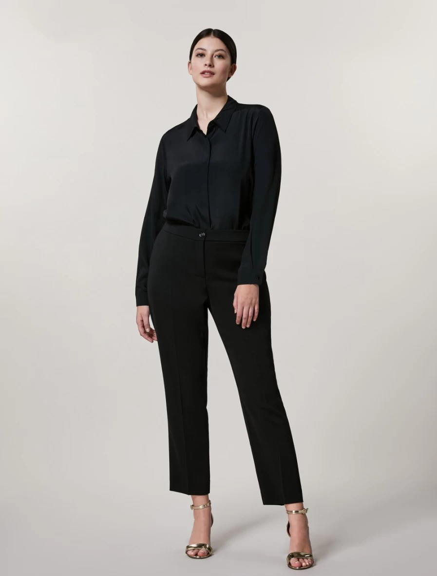 Marina Rinaldi Women's Black Fluid Stretch Fabric Trousers - Comfortable & Stylish