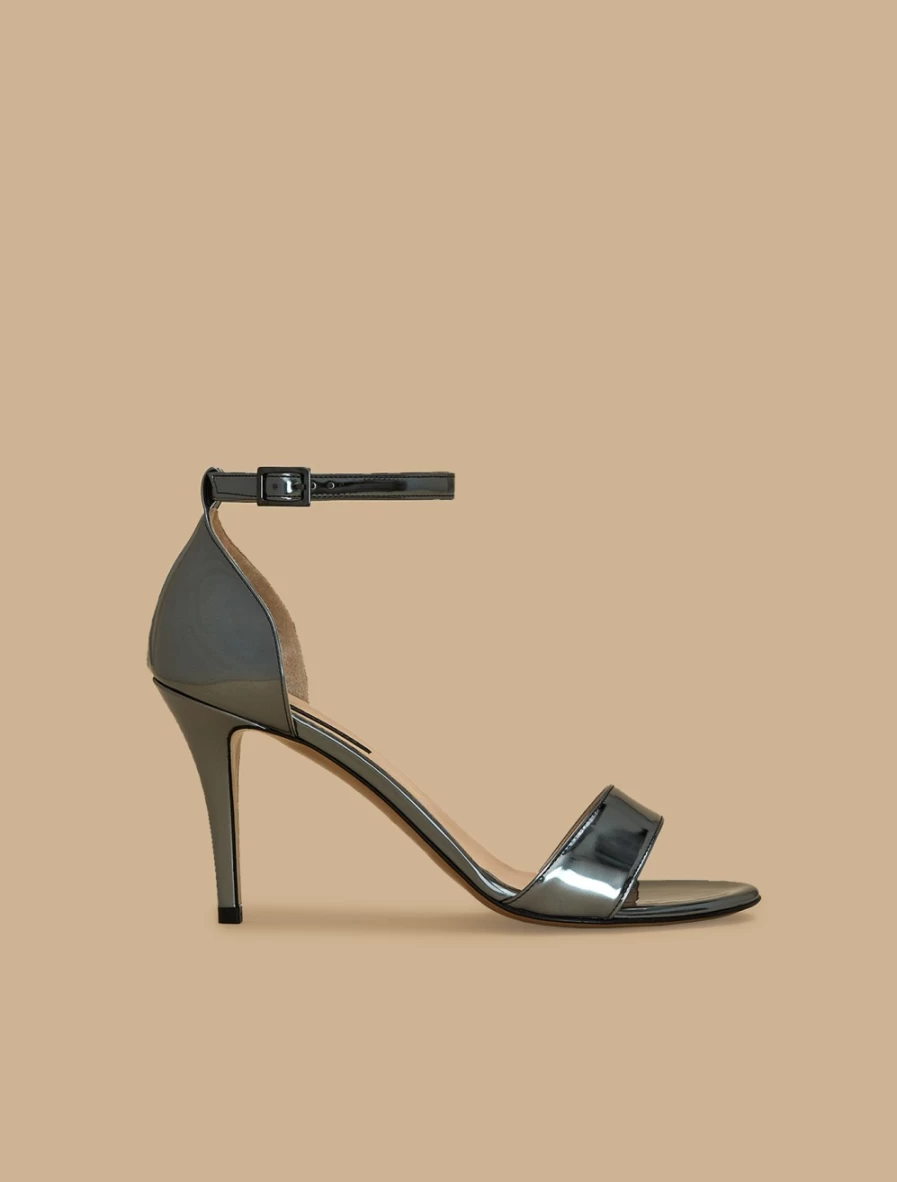 Marina Rinaldi Women's Medium Grey Mirror-Effect Sandals