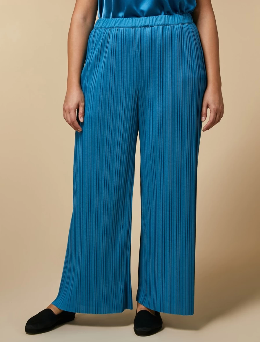 Marina Rinaldi Women's Pleated Jersey Trousers in Turquoise - Comfortable & Stylish