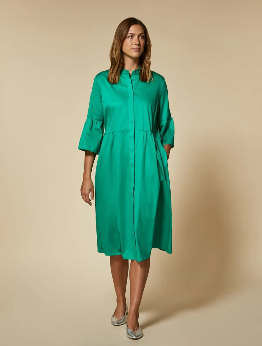 Marina Rinaldi Women's Green Cotton Shirt Dress