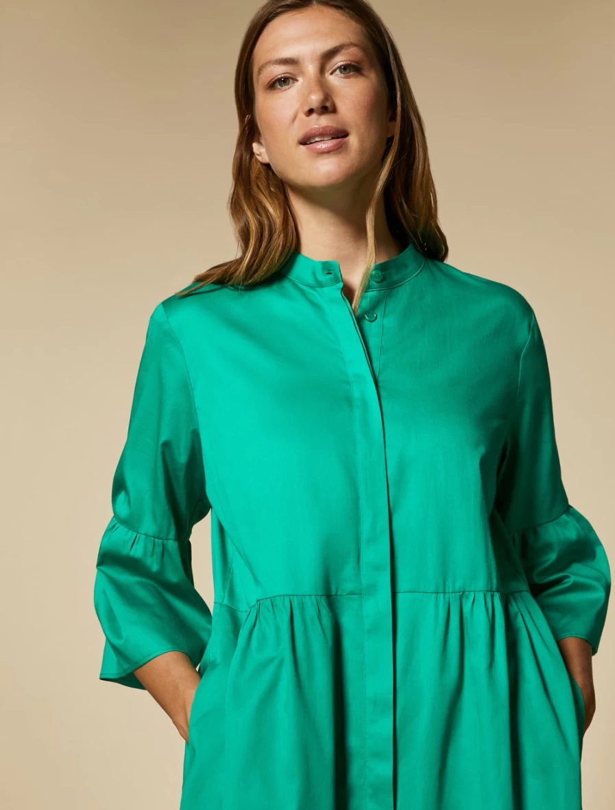 Marina Rinaldi Women's Green Cotton Shirt Dress