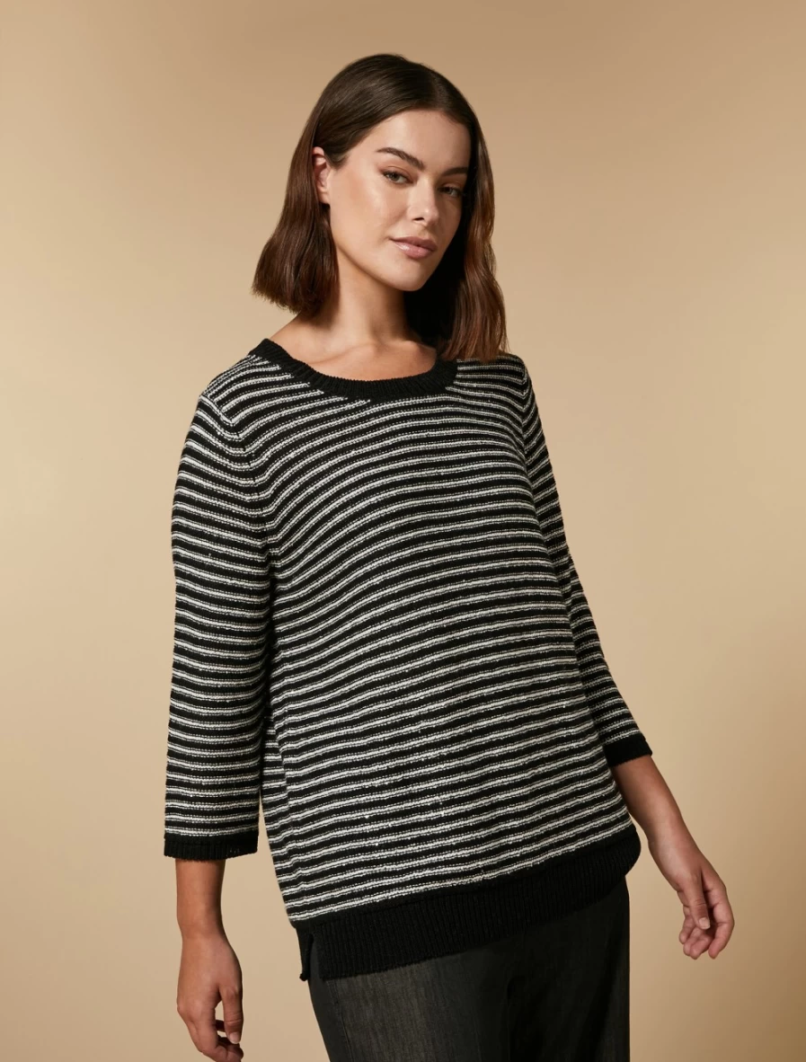 Marina Rinaldi Women's Black Sequined Cotton Sweater