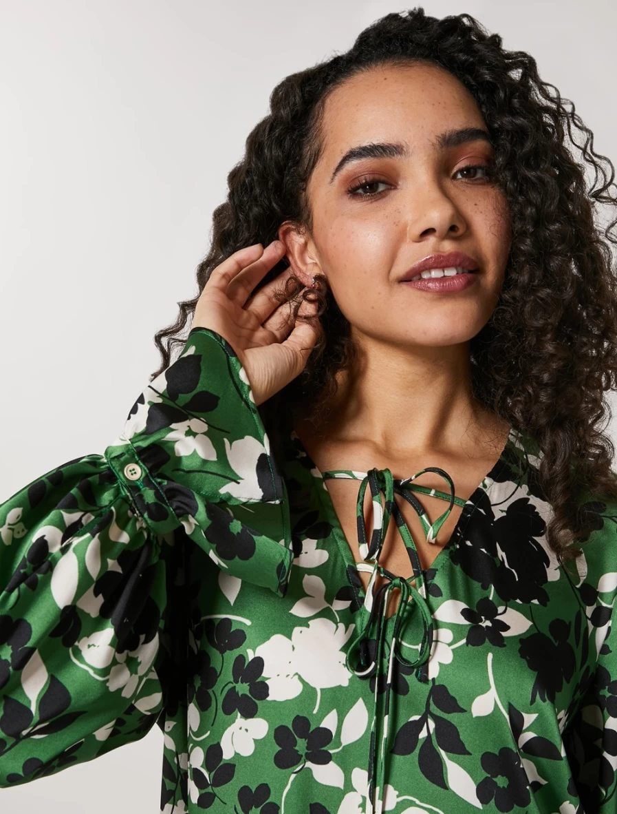 Marina Rinaldi Women's Green Printed Twill Blouse