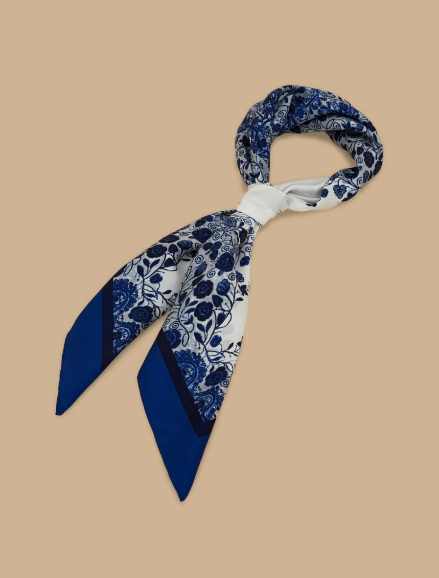 Marina Rinaldi Women's China Blue Silk Twill Scarf