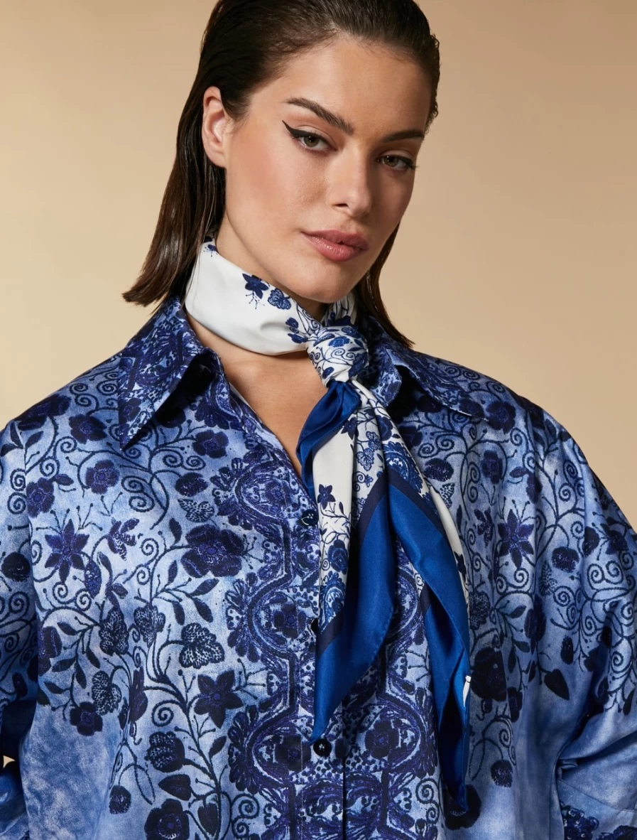 Marina Rinaldi Women's China Blue Silk Twill Scarf