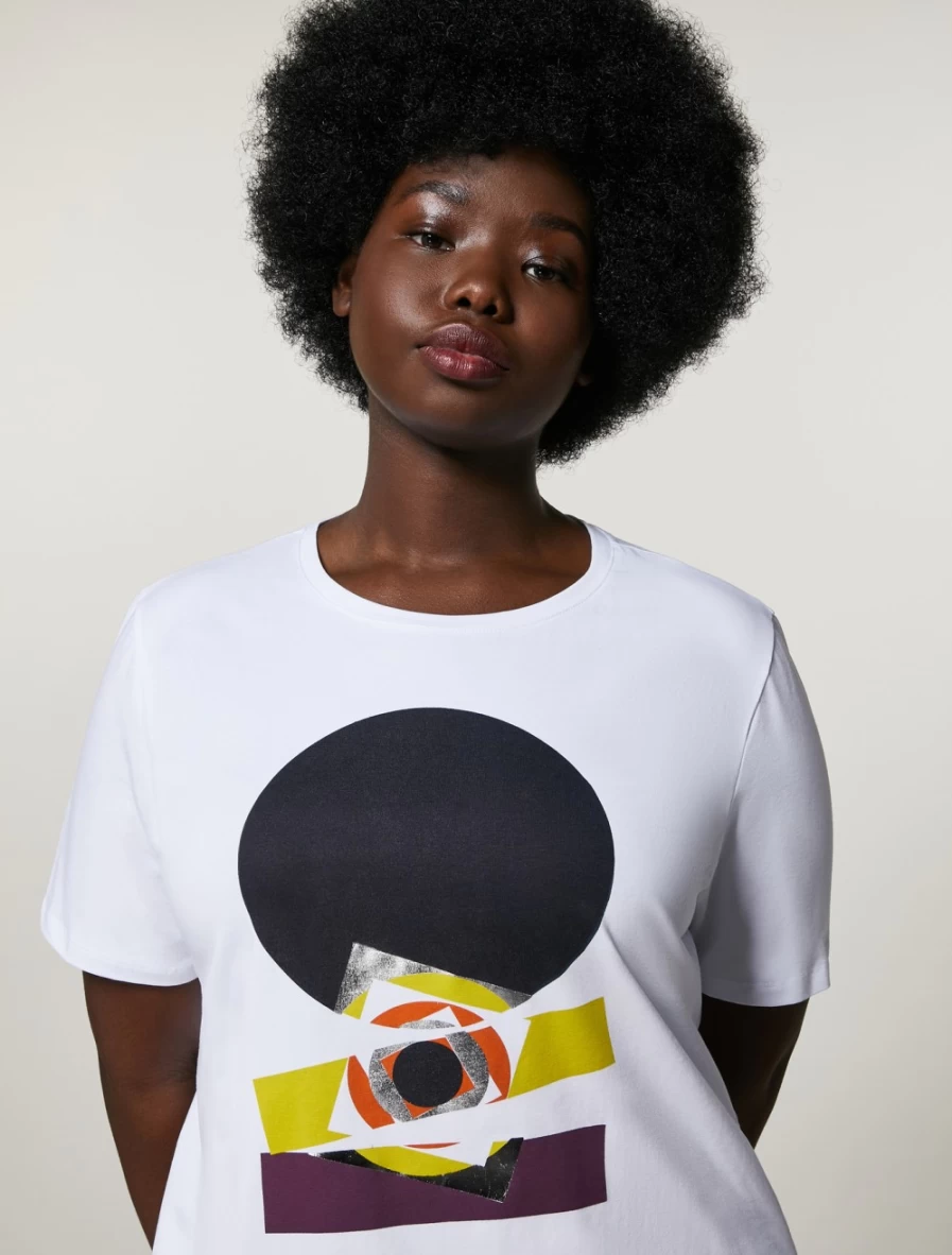 "Marina Rinaldi Women's White Cotton Jersey T-Shirt"