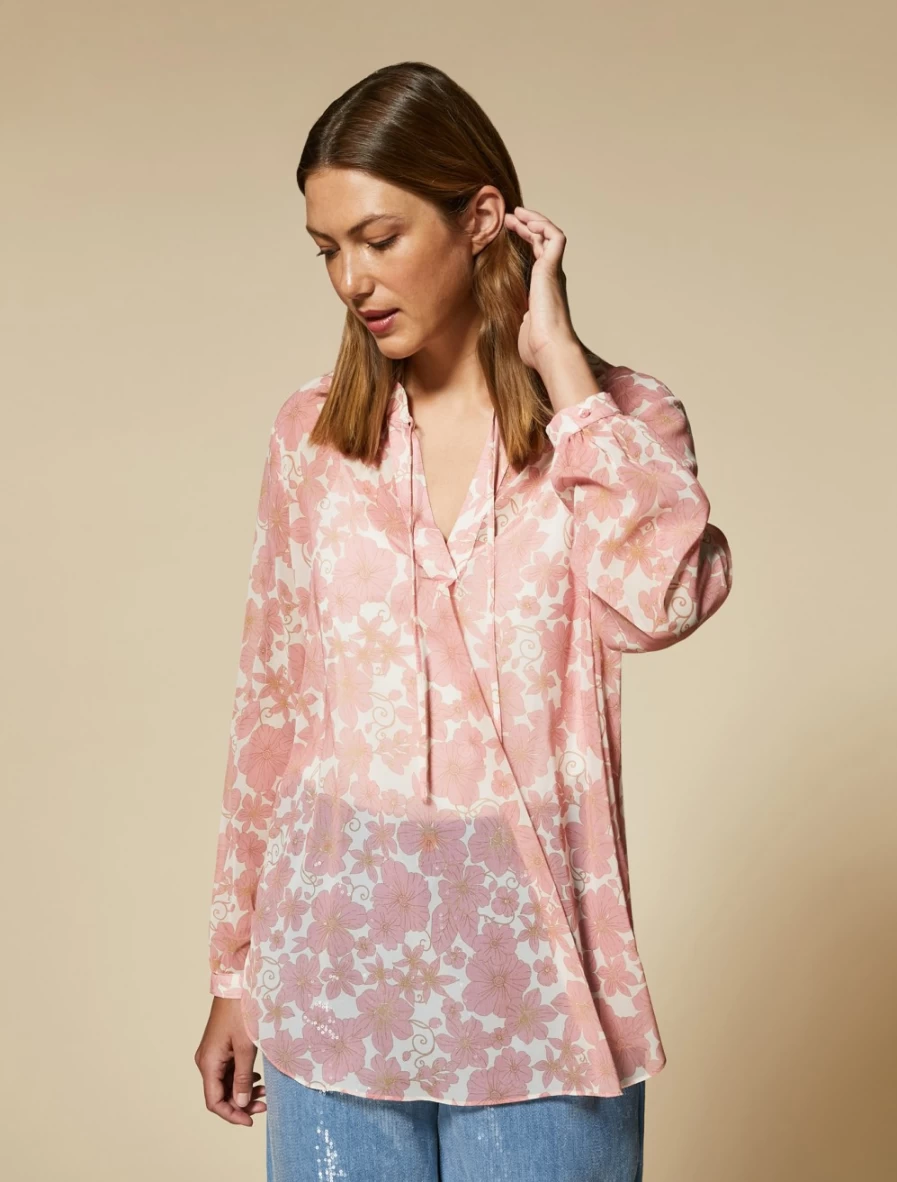 "Marina Rinaldi Women's Lilac Printed Georgette Shirt"