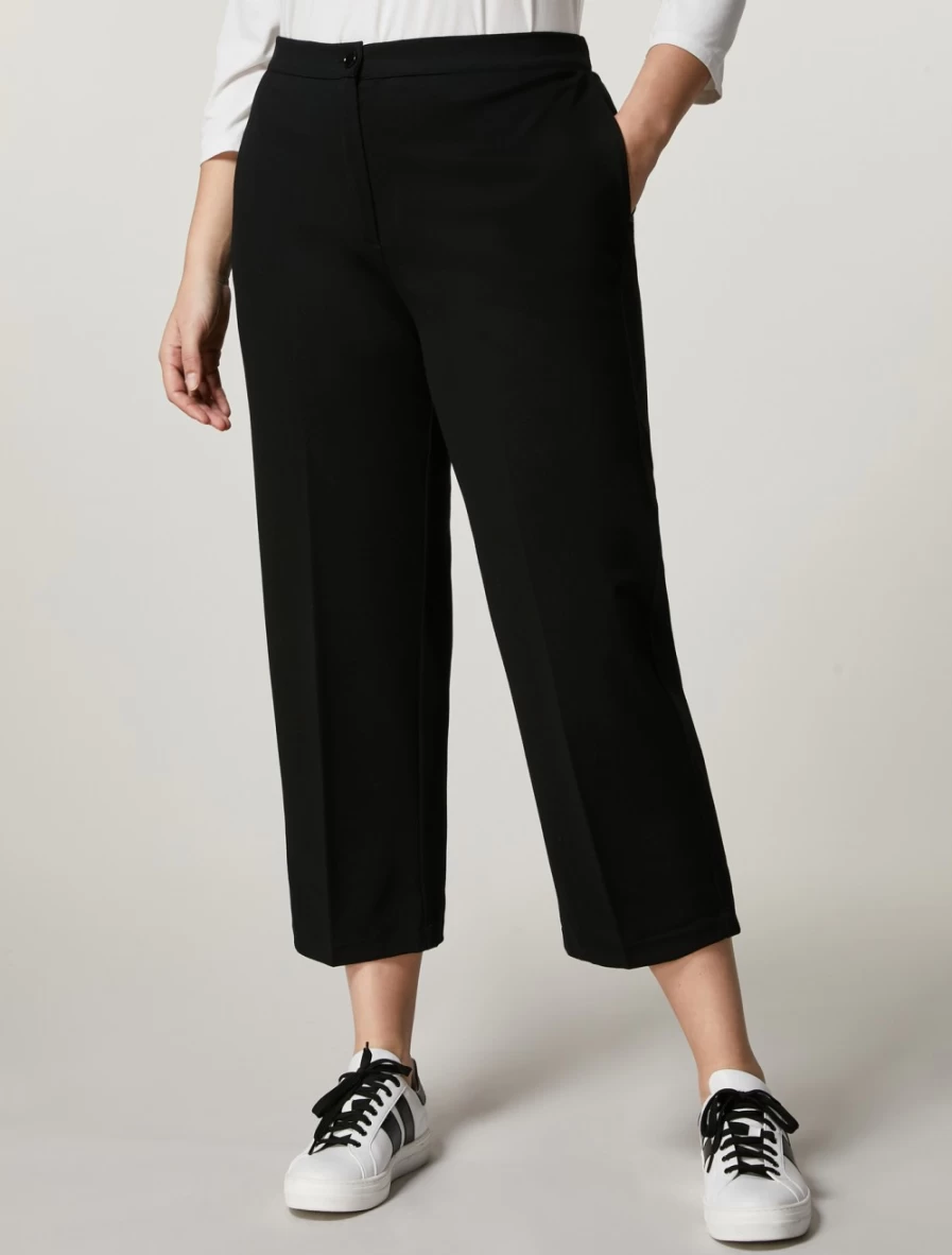 Marina Rinaldi Women's Black Milano-Knit Fabric Trousers