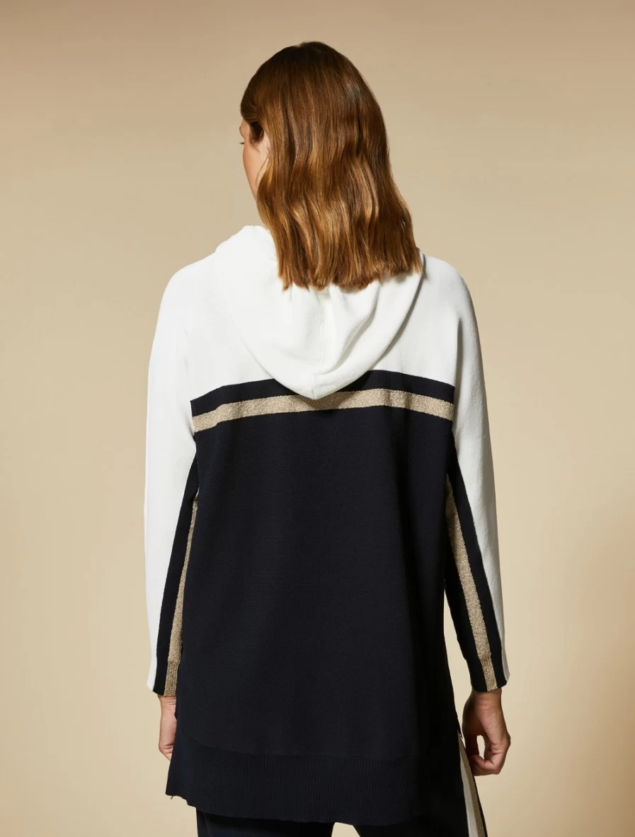 "Marina Rinaldi Women's Dark Navy Inlay Sweater | Elegant Knitwear"