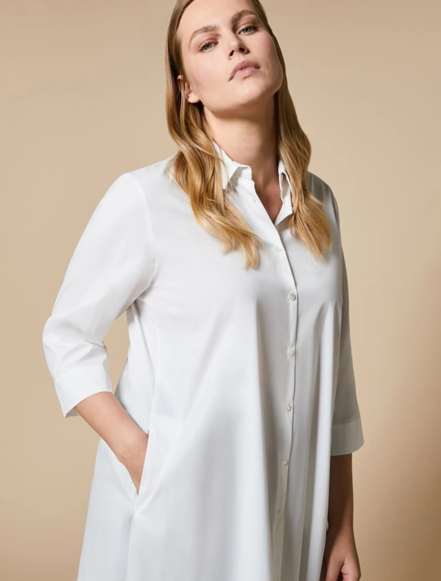 "Marina Rinaldi Women's White Stretch Poplin Shirt – Comfortable & Stylish"