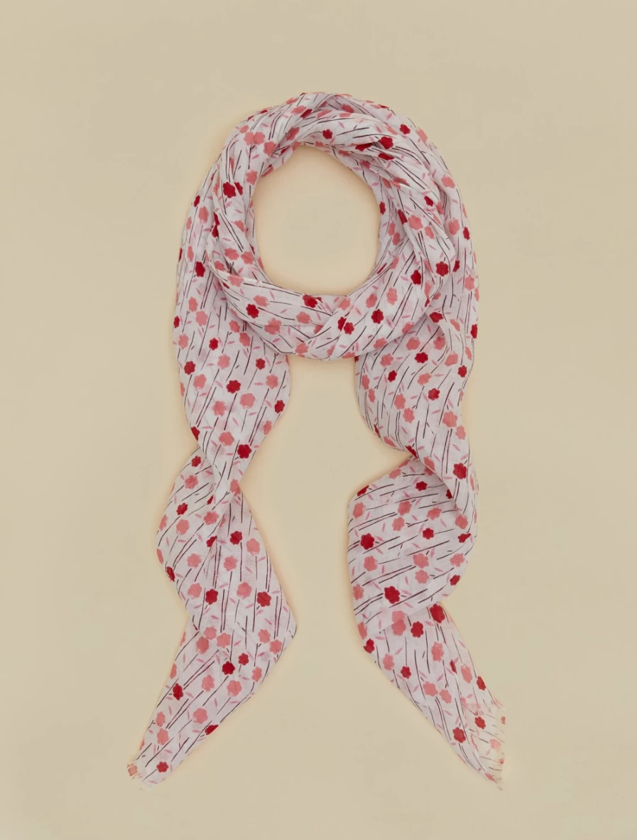"Marina Rinaldi Women's Pink Printed Ramie Stole - Elegant Fashion Scarf"