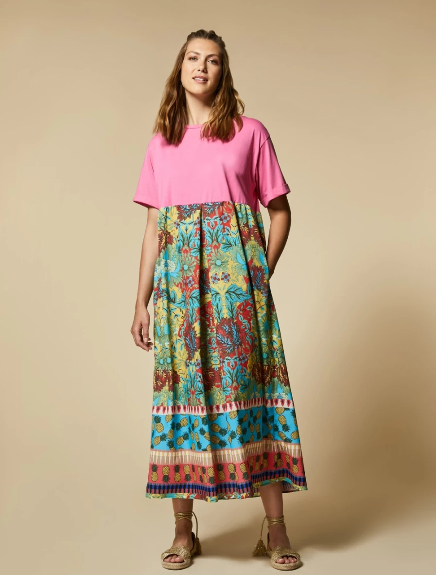 Marina Rinaldi Women's Green Poplin and Jersey Dress