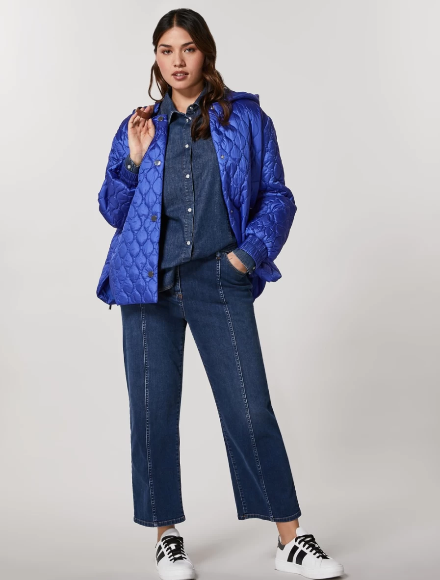 Marina Rinaldi Women's China Blue Nylon Jacket | Lightweight Water-Resistant Outerwear